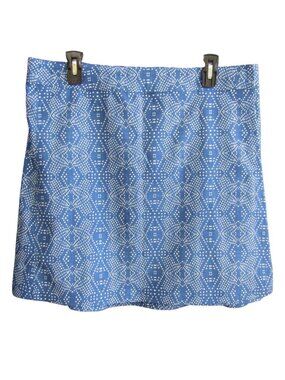 RipSkirt Hawaii Skirt Size L Blue White Batik Geometric Dot 19 In Length 2 Wrap